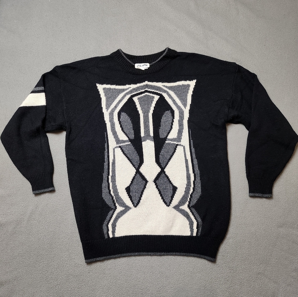 Vintage 80s/90s Sampa Lambswool/acrylic knit black sweater size M